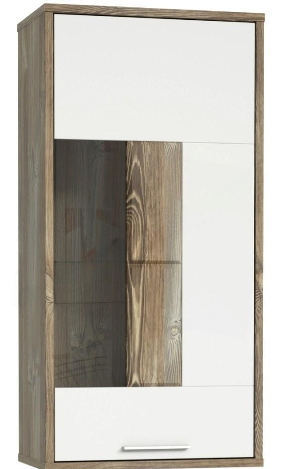 Шкаф витрина FORTUNA Carlin 59.8x120x34.3 Сосна Пикея (Коричневый)/Белый Матовый