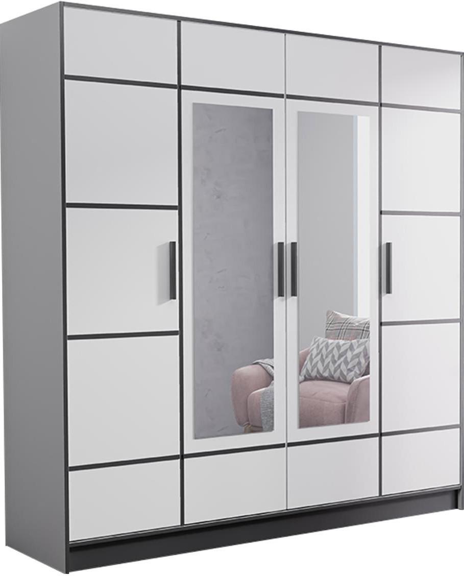 Шкаф Prime Furniture Roj 4D 207 with decorative stripes White/Black