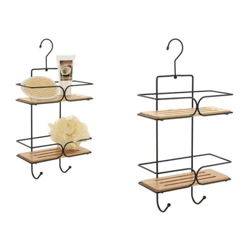 Полка для ванных комнат Tendance с 2 уровнями+2 крючками 11X25X50см