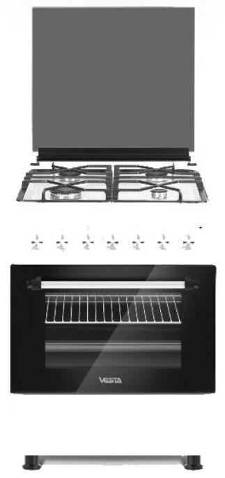 Газовая плита Vesta GC-E6060iCTg/WH