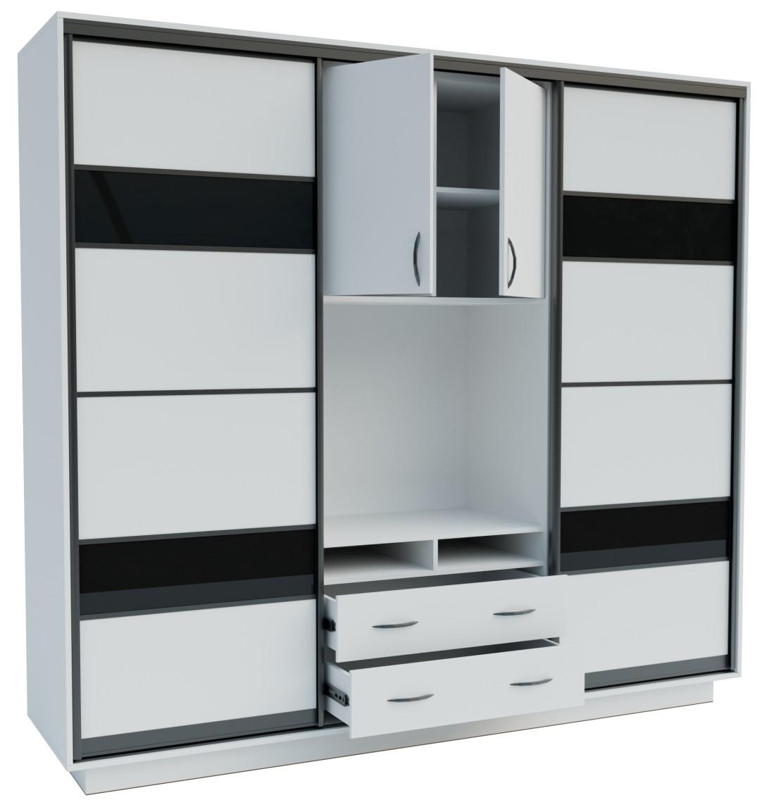 Стенка Confort-NV Универсал 240x60x220 (2 ДСП (ГС лакобель)) Нимфея Альба