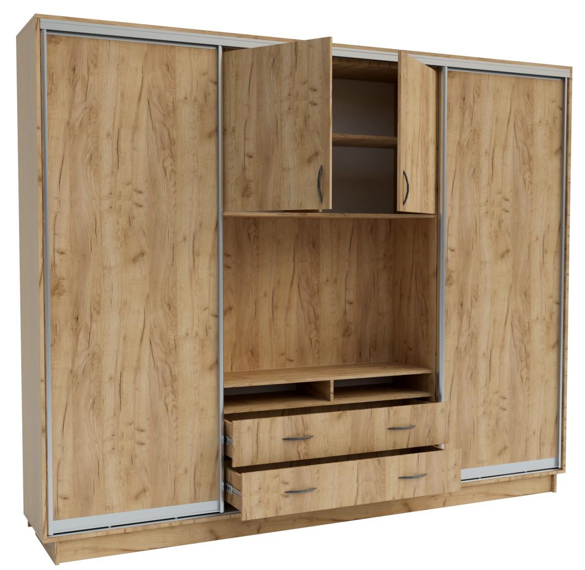 Стенка Confort-NV Универсал 270x45x220 (2 ДСП) Дуб Крафт Золотой