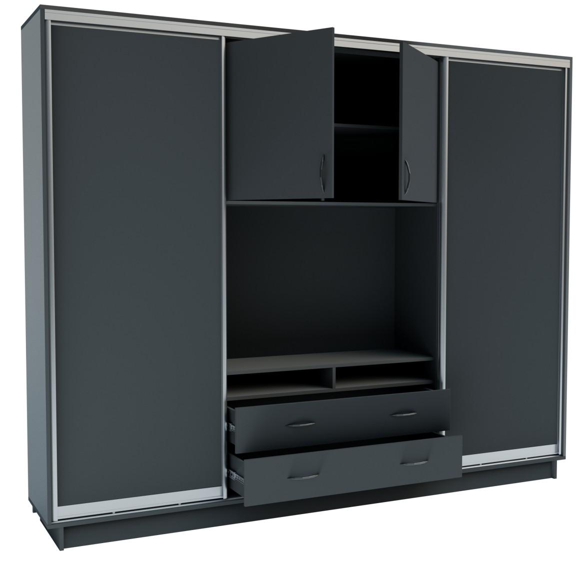 Стенка Confort-NV Универсал 270x45x220 (2 ДСП) Серый Графит