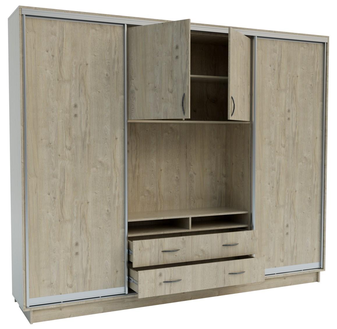 Стенка Confort-NV Универсал 270x45x220 (2 ДСП) Дуб Приморский Сатиновый