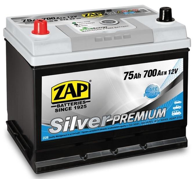 Аккумулятор ZAP 75 Ah Silver Premium Japan Cars +левый