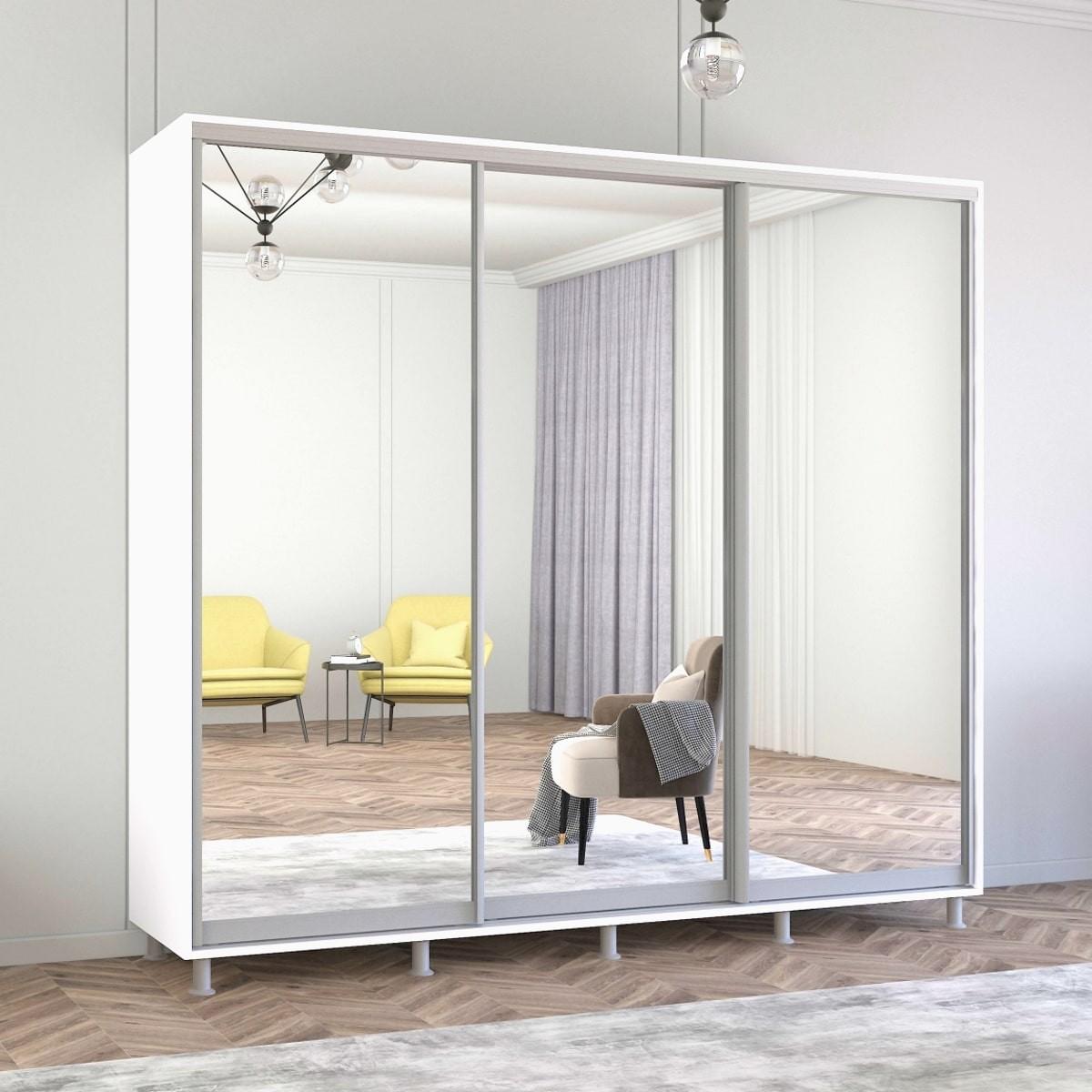 Шкаф-купе Mobildor Lux Aron 240 (3 зеркала) Белый