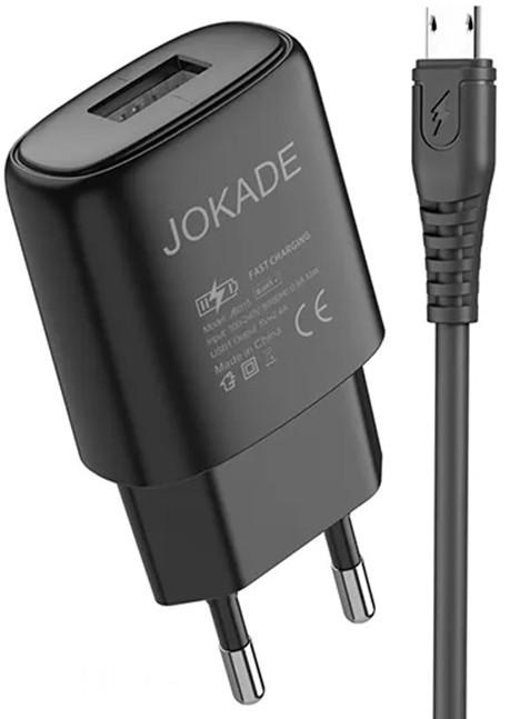 Зарядное устройство для телефона Jokade Wall Charger with Cable USB to Micro-USB Single Port 3A Kaer Black
