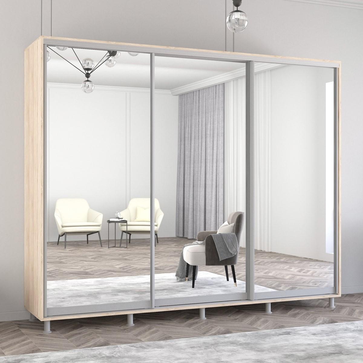 Шкаф-купе Mobildor Lux Aron 270 (3 зеркала) Дуб Сонома