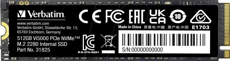 SSD накопитель Verbatim Vi5000 512GB (VI5000-512-31825)