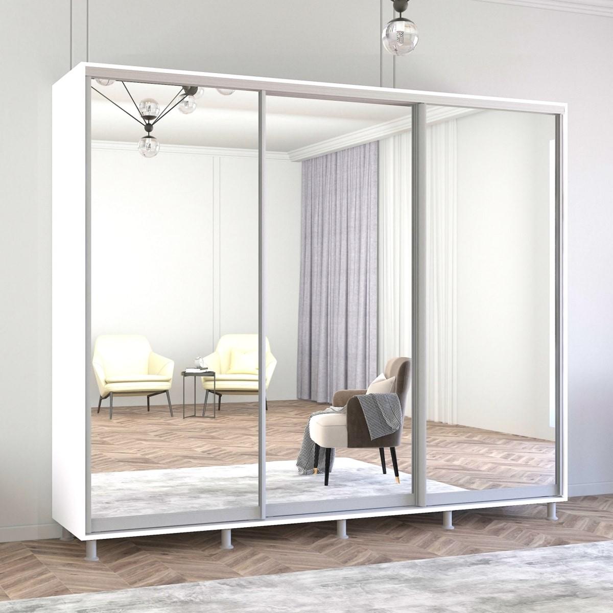 Шкаф-купе Mobildor Lux Aron 260 (3 зеркала) Белый