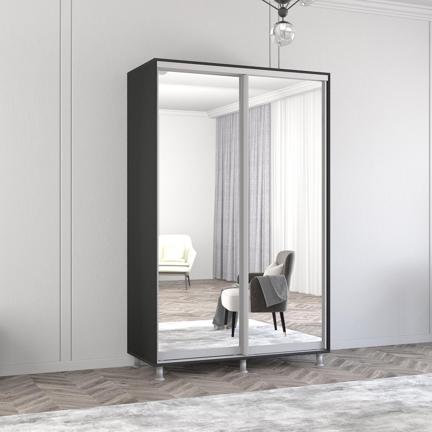 Шкаф-купе Mobildor Lux Aron 130 (2 зеркала) Антрацит