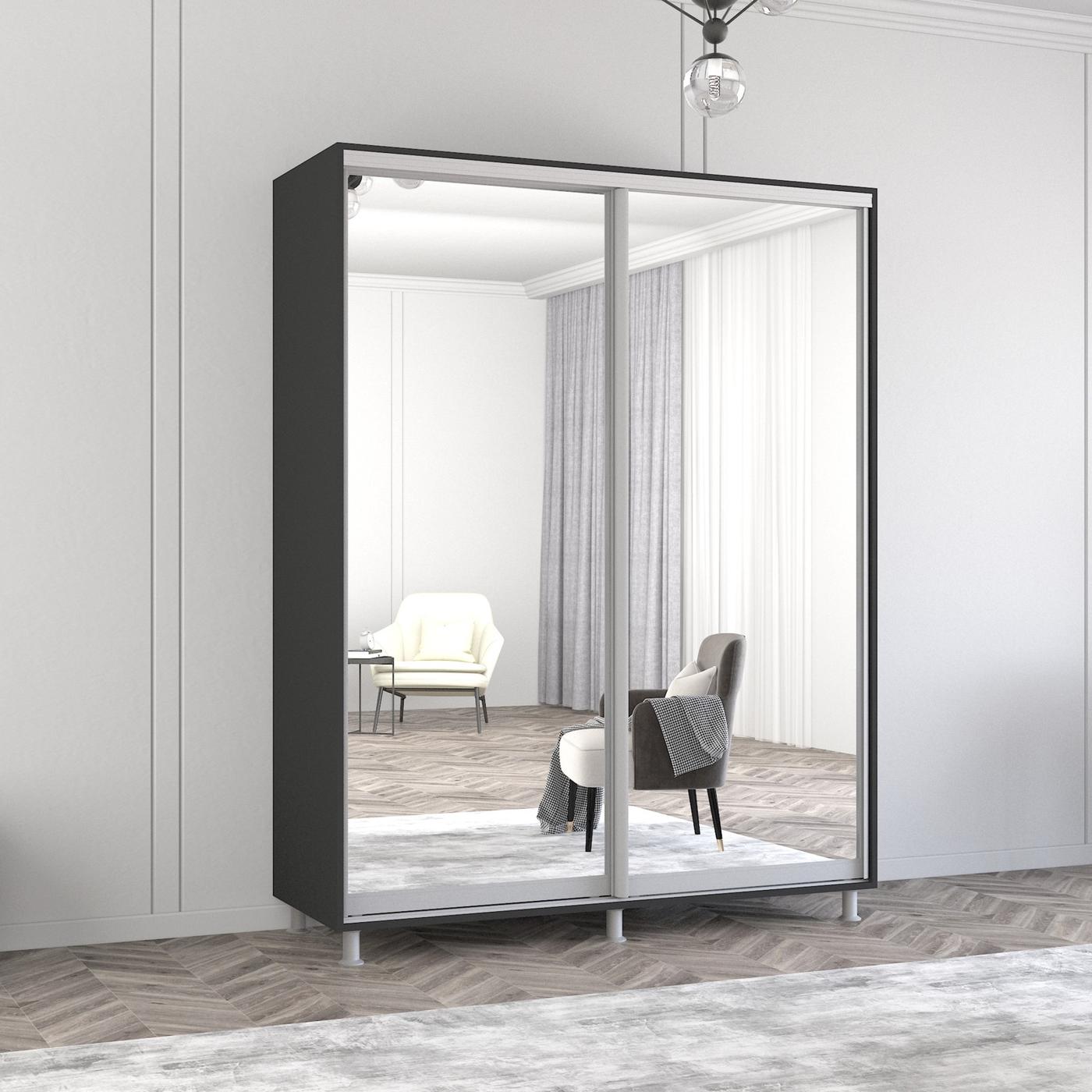 Шкаф-купе Mobildor Lux Aron 160 (2 зеркала) Антрацит