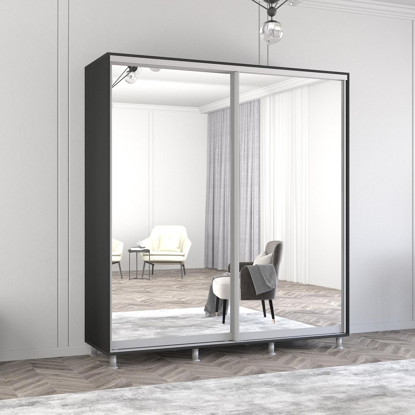 Шкаф-купе Mobildor Lux Aron 190 (2 зеркала) Антрацит