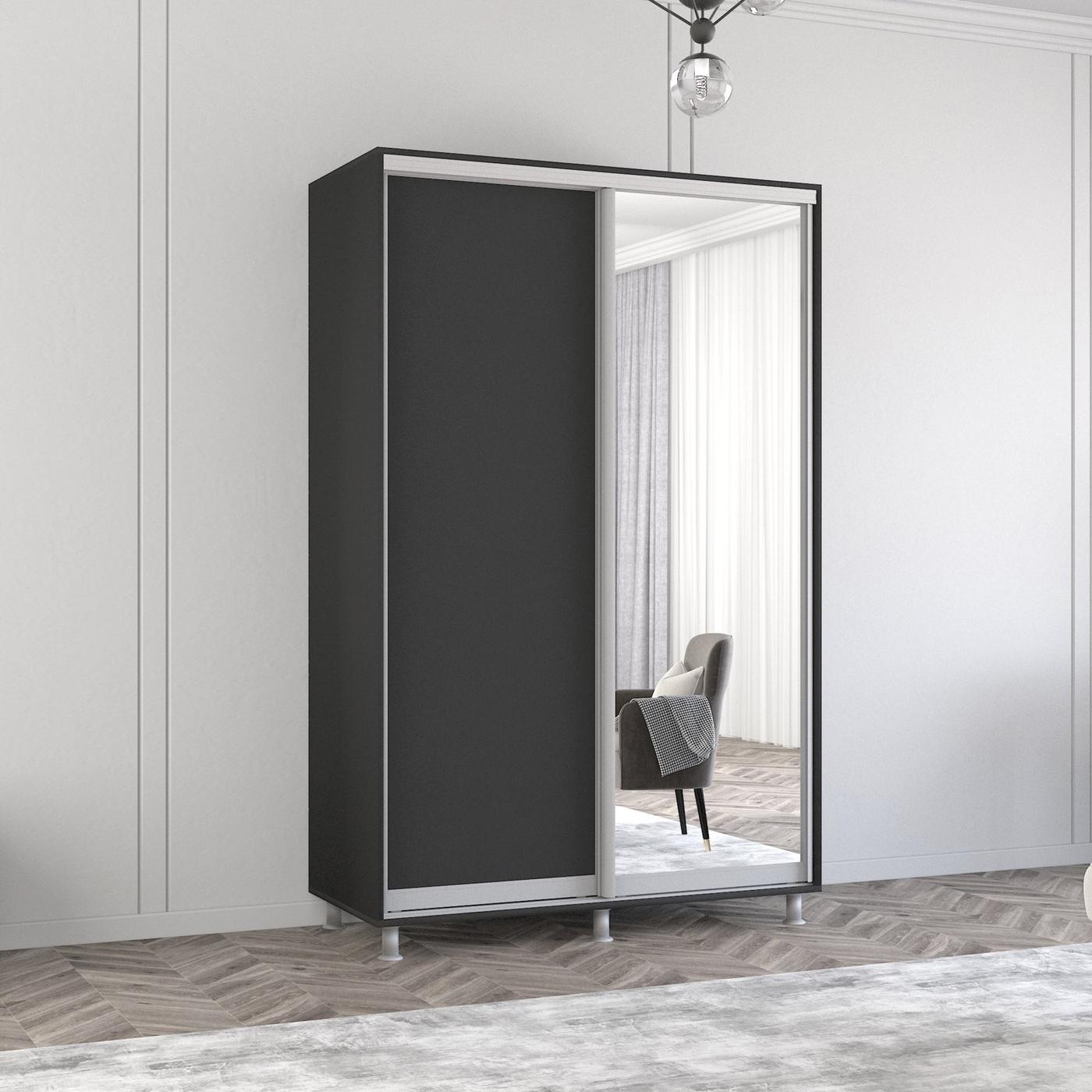 Dulap-cupe Mobildor Lux Aron 140 (1 oglinda, 1 PAL) Antracit