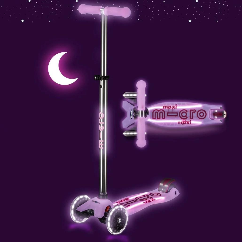 Trotineta Micro Maxi Deluxe Glow LED Plus Luminous Purple
