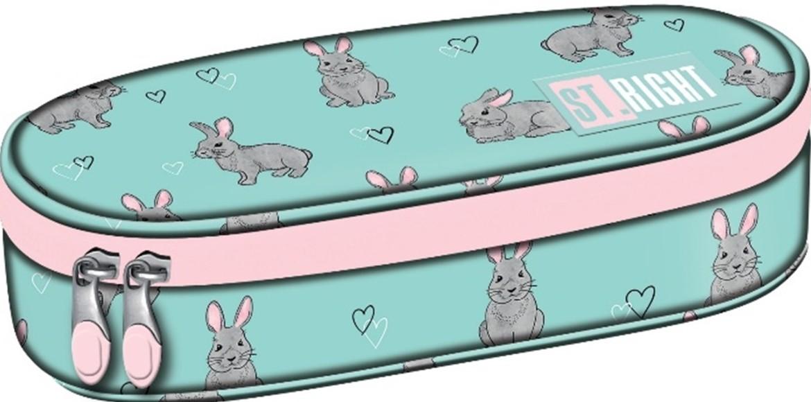 Пенал St.Right Grey Rabbits PC01 23x9.5x6cm