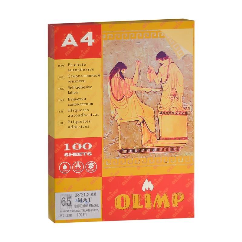 Самоклеящиеся этикетки А4 Olimp 100 листов, 65 штук на 1 лист, 38x21.2 мм, 1296