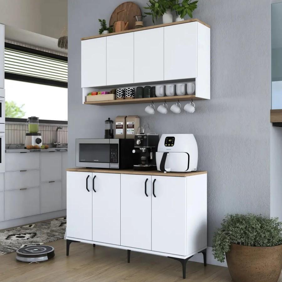Set mobila bucatarie Mirage Meble JE204 (White/Walnut)