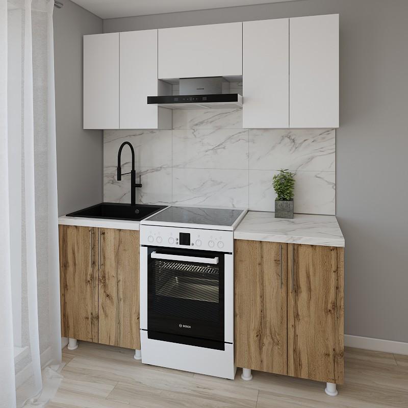 Set mobila bucatarie Smartex K1 180 cm Alb / Stejar Închis