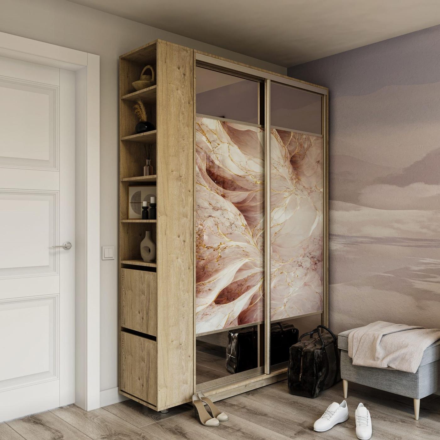 Шкаф-купе Confort-NV 120x60x220 (фотопечать) Дуб Артизан/Картинка(4005)/Зеркало Бронз + Приставка