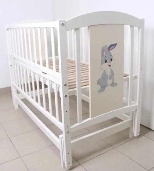 Детская кроватка Kuzea Кролик Белый на маятнике