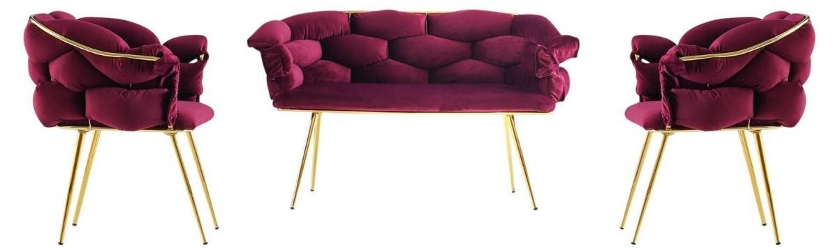 Комплект мягкой мебели Trendy Balon 2105 Слива (Фиолетовый)/Золотой