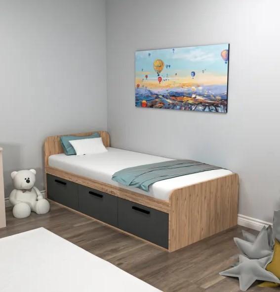 Кровать Trendy Akser 90x190 см Сосна Атлантическая Антрацит