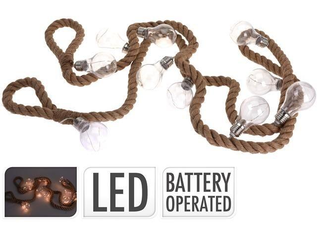 Luminite de Craciun Christmas Ghirlanda Funie LED 10 lampi alb-cald cu baterii