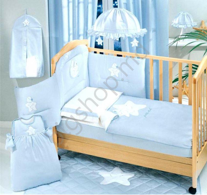 Lenjerie de pat Italbaby Petite Etoile (albastru)