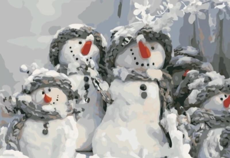 Картина по номерам PRC Снеговики 04120