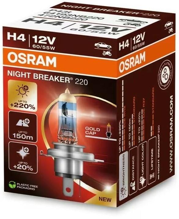 Автомобильная лампа Osram 64193 NB220 +220% H4 12V 60/55W