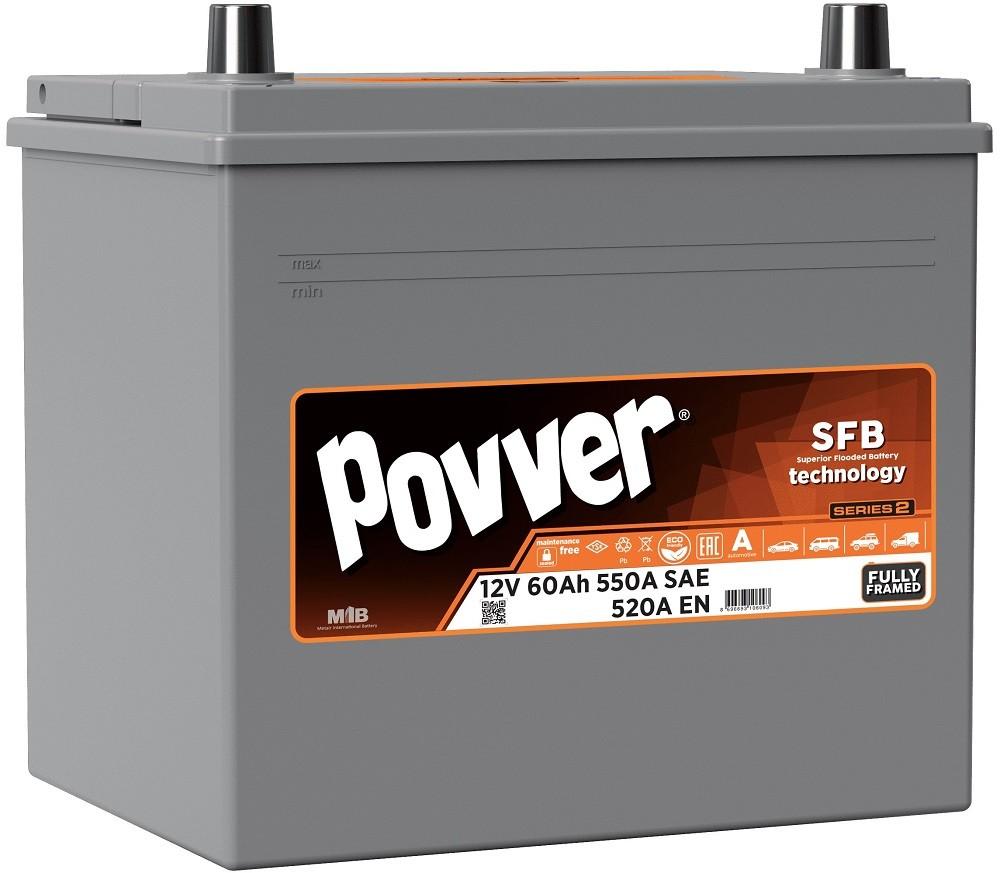 Аккумулятор POVVER 60Ah Jap+левый (Mutlu) S2 550A
