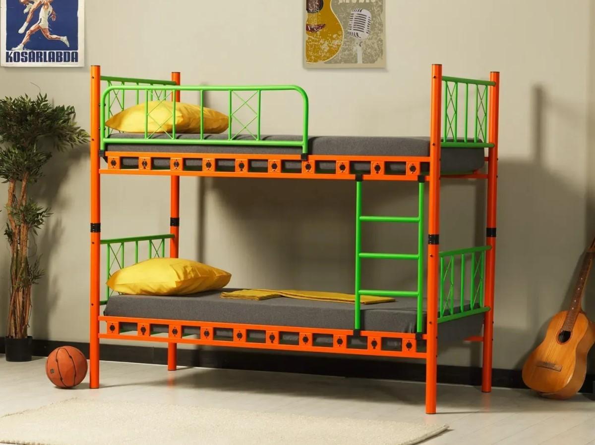 Pat copii MG-Plus Carme 90x200 Portocaliu / Verde