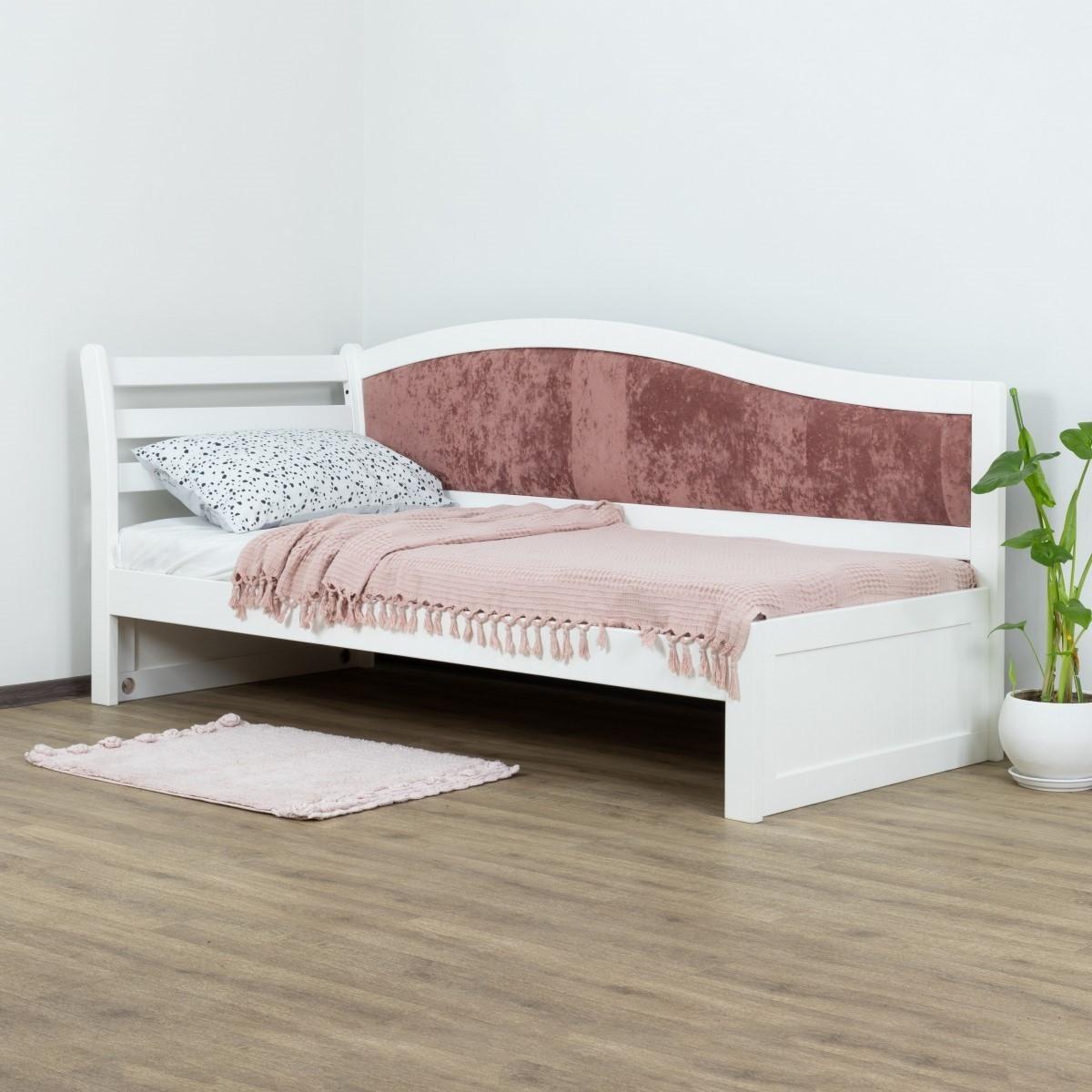 Детская кровать MobiCasa Rapunzel 90x200 (левый) Белый / Magic Velvet 2258 (Розово-Коричневый)