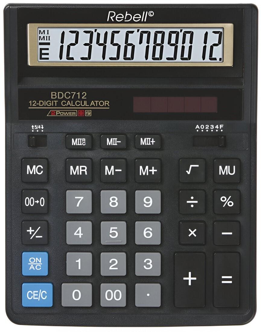 Калькулятор Rebell "888", 12 цифр, 155x205 мм, BDC712BK/GL, чёрный