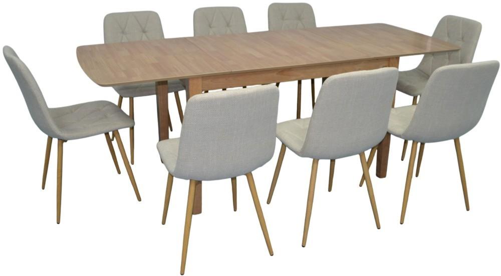 Набор стол и стулья Evelin HV-27V Light Brown + 8 стульев YTC 080 Wo / BJORN24 Light Beige