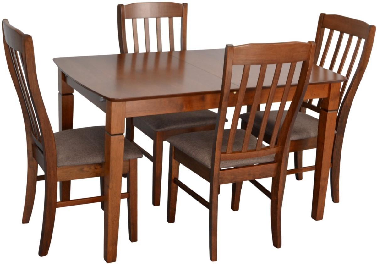 Набор стол и стулья Evelin HV-27V Burnish Oak + 4 стула Wenyi Burnish Oak / Ekea12 Dark Brown