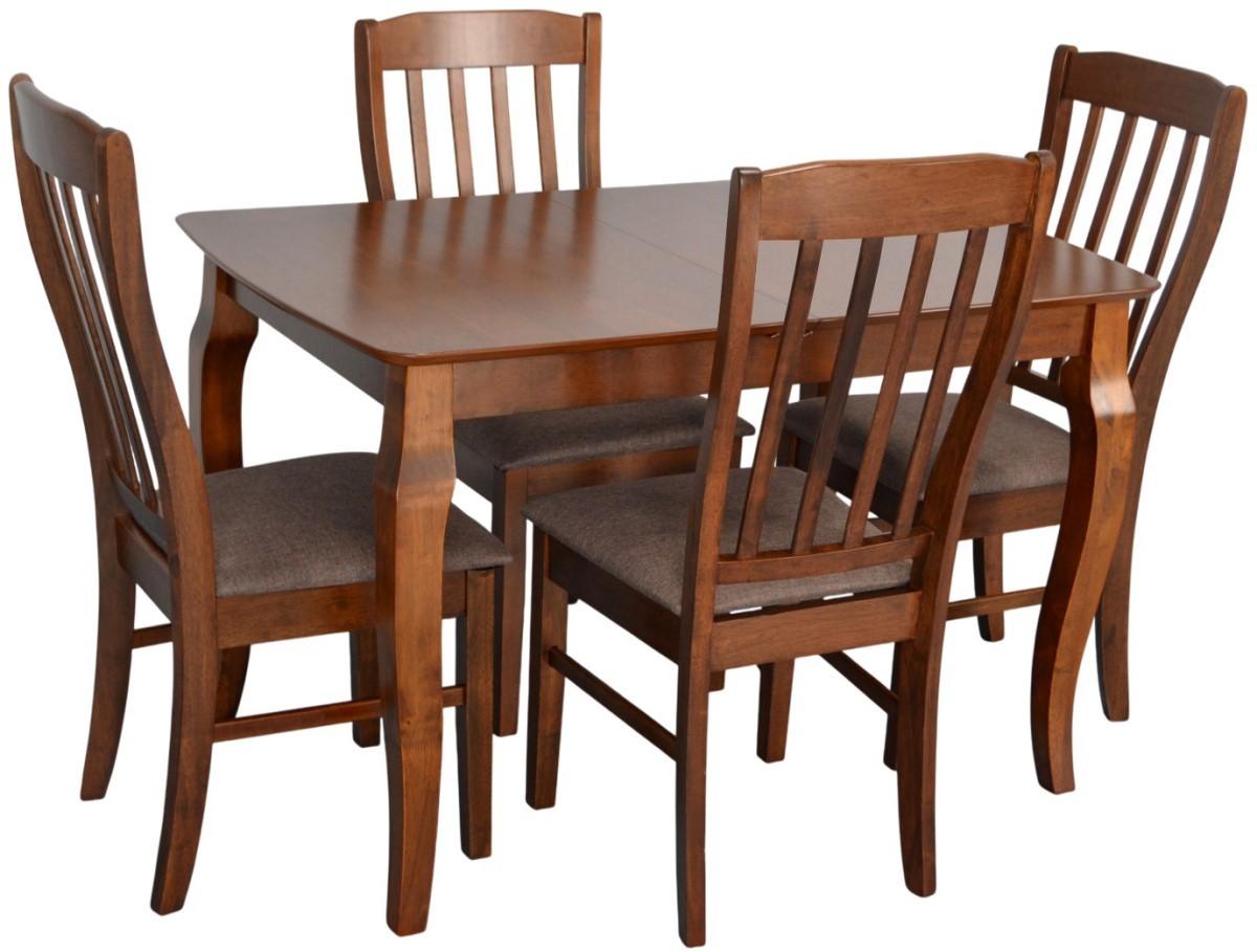 Набор стол и стулья Evelin HV-29V Burnish Oak + 4 стула Wenyi Burnish Oak / Ekea12 Dark Brown