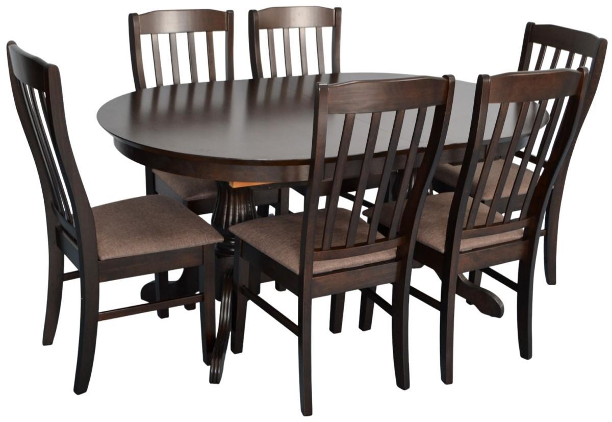 Set de masa si scaune Evelin HV-33V Chocolate + 6 scaune Wenyi Chocolate / Ekea12 Dark Brown