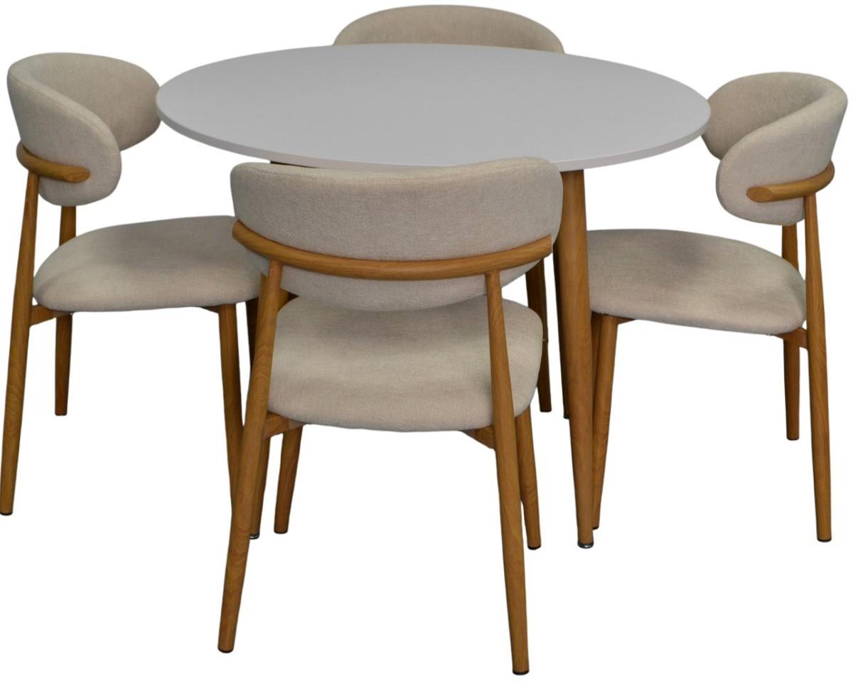 Набор стол и стулья Evelin DT 402-1Wo + 4 стула QT-284 Wo / UF885-02 Light Beige