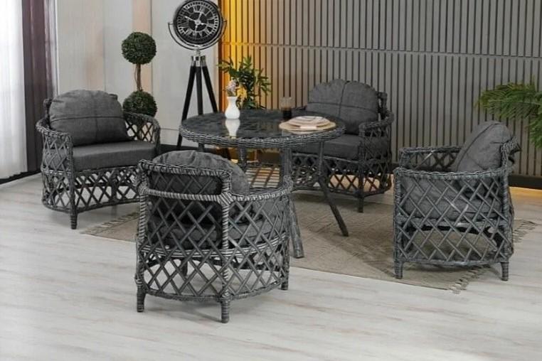 Set mobila de gradina Stars Plastik Berlin Rattan 4+1 Antracit