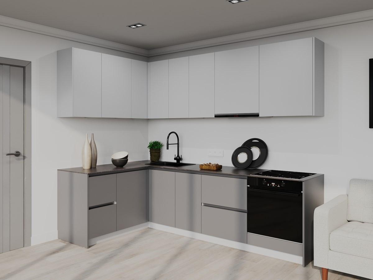 Кухонный гарнитур Bayro Monti Cucine 2.6x1.6 м Light Grey / Stone Grey