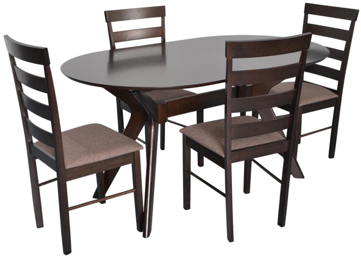 Set de masa si scaune Evelin Raffles Oval Chocolate + 4 scaune Gloria Chocolate / Ekea12 Dark Brown
