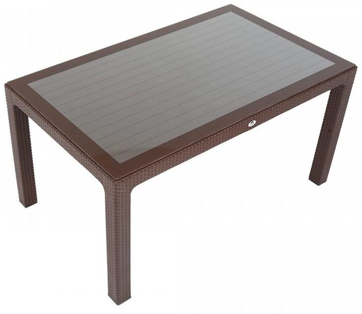 Masa de gradina Sonmez Elit Rattan (cu sticla) 80x140 Maro