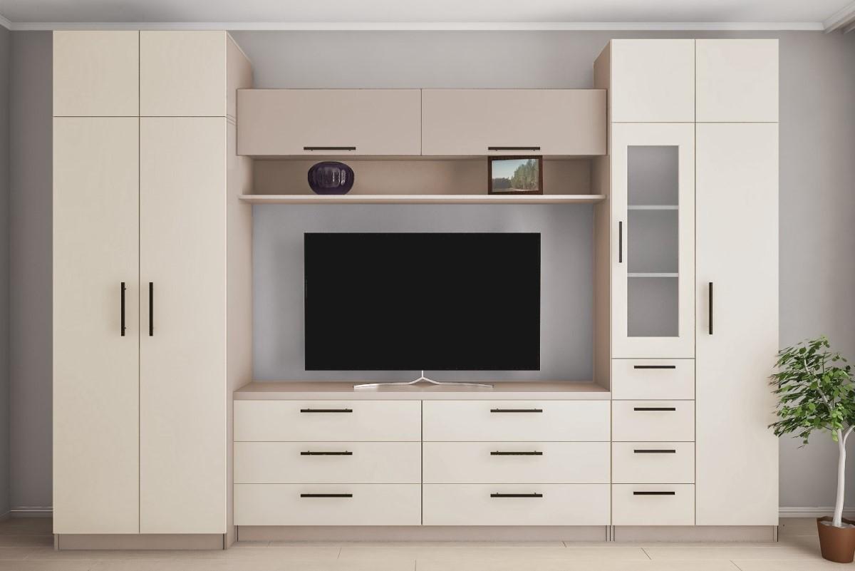 Стенка PS Elina КT (TV-1.8 m, vitrină) 3.4 m Toffi / Bej