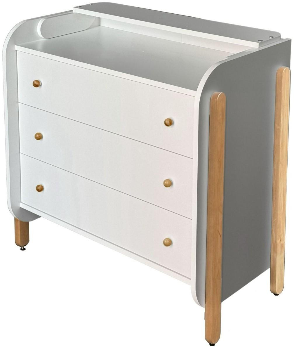 Comoda copii IngVart Nika Alb/Natural (Bej)