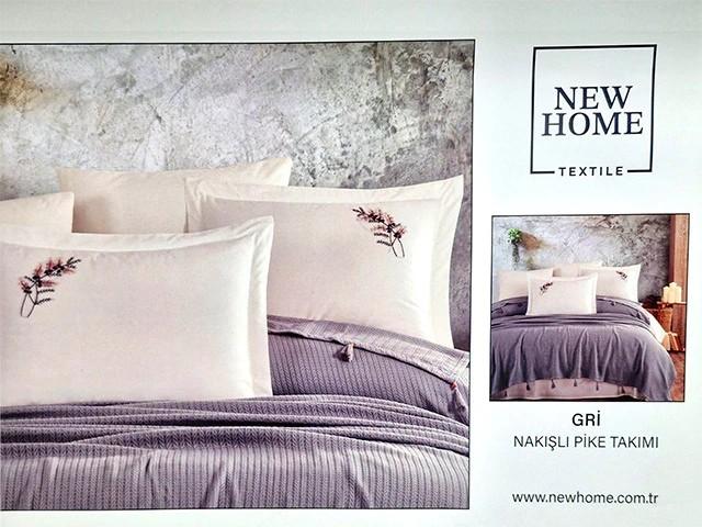Albituri de pat Newhome NH Pike L.Grey cu broderie