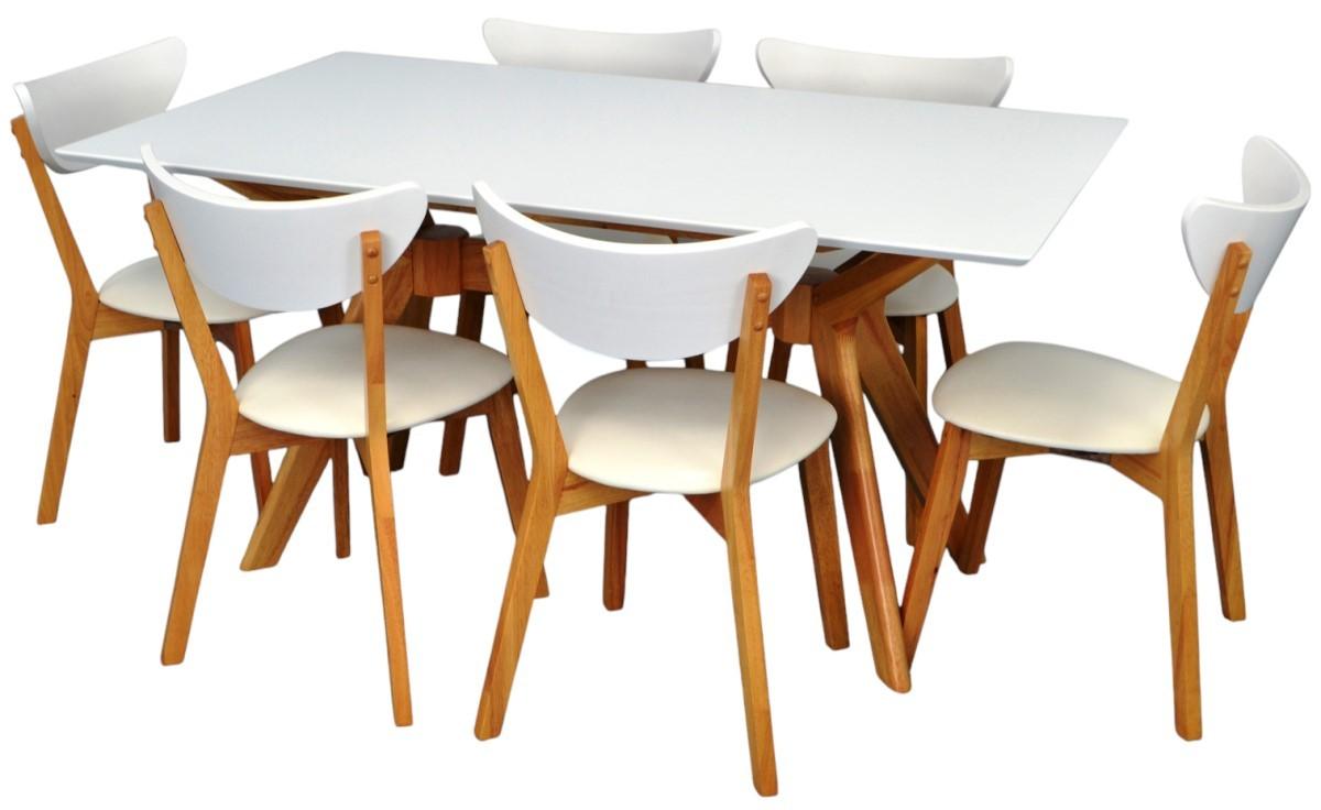 Набор стол и стулья Evelin Raffles Rectangular White / Bella Beech + 6 стульев Cameroon White / Bella Beech