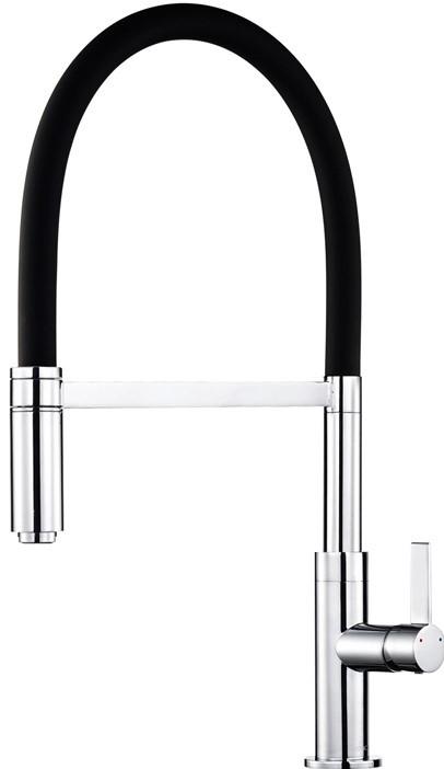 Robinet bucatarie Helika 7003-001 Chrome+black silicone hose