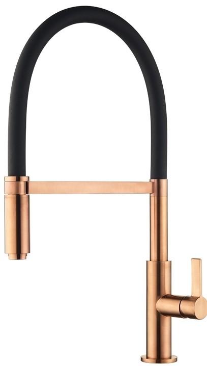 Robinet bucatarie Helika 7003-C Copper+black silicon hose